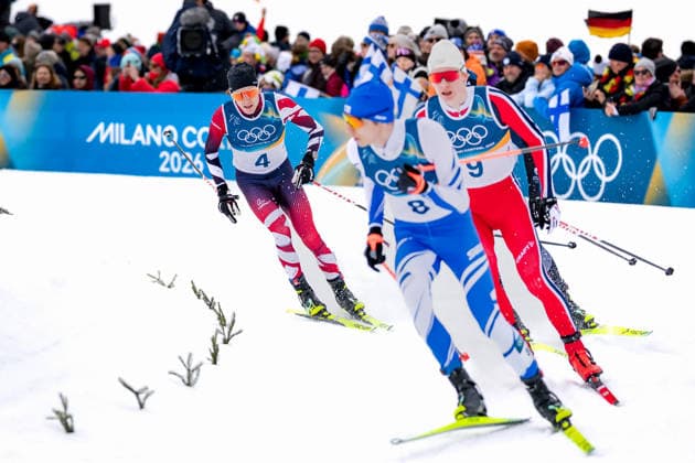 OLYMPICS - Winter Olympic Games, Olympische Spiele, Olympia, OS Milano Cortina 2026 TESERO,ITALY,17.FEB.26 - OLYMPICS, NORDIC SKIING, NORDIC COMBINED, CROSS COUNTRY - Winter Olympic Games Milano Cortina 2026, 10km Gundersen. Image shows Eero Hirvonen (FIN), Einar Luraas Oftebro (NOR) and Thomas Rettenegger (AUT).  GEPAxpictures xMatthiasxTrinkl