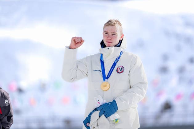 OLYMPICS - Winter Olympic Games, Olympische Spiele, Olympia, OS Milano Cortina 2026 TESERO,ITALY,17.FEB.26 - OLYMPICS, NORDIC SKIING, NORDIC COMBINED - Winter Olympic Games Milano Cortina 2026, large hill, 10km Gundersen, medal ceremony. Image shows Jens Luraas Oftebro (NOR).  GEPAxpictures xMatthiasxTrinkl