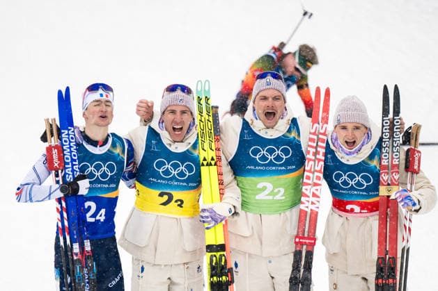 260217 Fabien Claude of France. Emilien Jacquelin of France, Quentin Fillon Maillet of France and Eric Perrot of France celebrate after competing in men s 4 x 7,5 km relay biathlon during day 11 of the 2026 Winter Olympics on February 17, 2026 in Anterselva. Photo: Mathias Bergeld BILDBYRAN kod MB JM0796 skidskytte biathlon skiskyting Olympic Games, Olympische Spiele, Olympia, OS olympics winter olympics os ol olympiska spel vinter-os olympiske leker milano cortina 2026 milan cortina 2026 milano cortina 2026 olympic games milano cortina 2026 winter olympic games milano cortina-os milano cortina-ol vinter-ol 11 bbeng stafett relay jubel frankrike *** 260217 Fabien Claude of France Emilien Jacquelin of France, Quentin Fillon Maillet of France and Eric Perrot of France celebrate after competing in men s 4 x 7,5 km relay biathlon during day 11 of the 2026 Winter Olympics on February 17, 2026 in Anterselva Photo Mathias Bergeld BILDBYRAN code MB JM0796 biathlon biathlon biathlon olympic games olympics olympics winter olympics os ol olympic games winter os olympic games milano cortina 2026 milan cortina 2026 milano cortina 2026 olympic games milano cortina 2026 winter olympic games milano cortina os milano cortina ol winter ol 11 bbeng relay relay jubilation france  Copyright: MATHIASxBERGELD BB260217MB044
