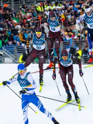 Deutsches Trio mit Julian SCHMID (GER, SC Oberstdorf), Vinzenz GEIGER (GER, SC Oberstdorf) und Johannes RYDZEK (GER, SC Oberstdorf). 10 km Skilanglauf der Nordische Kombination. Olympische Winterspiele 2026. 17.2.2026, in Tesero Cross-Country Stadium, Italien. Quelle Copyright Credit : Oryk HAIST *** German trio with Julian SCHMID GER, SC Oberstdorf , Vinzenz GEIGER GER, SC Oberstdorf and Johannes RYDZEK GER, SC Oberstdorf 10 km cross-country skiing Nordic Combined Olympic Winter Games 2026 17 2 2026, in Tesero Cross Country Stadium, Italy Source Copyright Credit Oryk HAIST xOLY-NCB04x