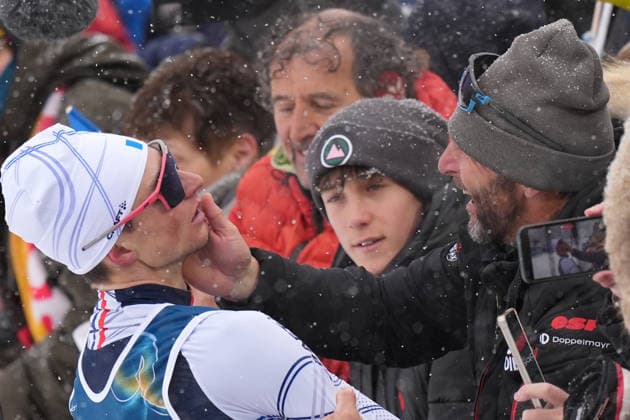 France ™s team , gold medal during Biathlon Men s 4 x 7.5km Relay t Antholz-Anterselva Biathlon Arena at the Milano Cortina 2026 Winter Olympics, in Anterselva (Italy) February 17 , 2026 (Spada LaPresse)  Copyright: xSpada LaPressex