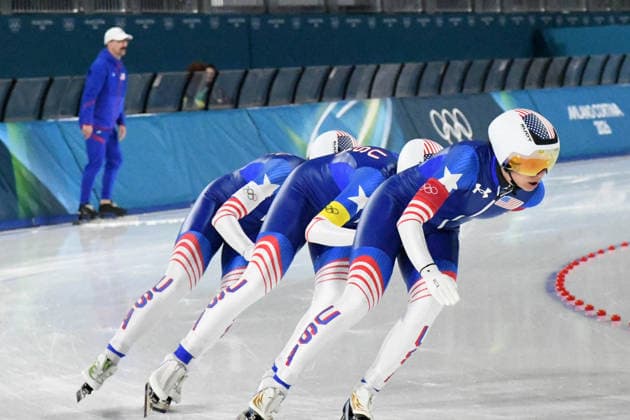 GIOCHI OLIMPICI - Olimpiadi Invernali Milano-Cortina 2026 - Speed skating, Eisschnelllauf Women s Team Pursuit - Final A Team USA during Speed Skating Women s Team Pursuit - Final A, Olympic Winter games, Winterspiele,Spiele, Summer games Milano-Cortina 2026 in Milan, Italy, February 17 2026 Cortina D Ampezzo Italy  Copyright: xIPAxSport ABACAx