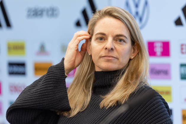 Kaderbekanntgabe Frauen-Nationalmannschaft DFB-Sportdirektorin Nia Künzer. Pressekonferenz zur Bekanntgabe des Kaders der Frauen-Nationalmannschaft für die Länderspiele gegen Slowenien und Norwegen. 17. Februar 2026 auf dem DFB-Campus in Frankfurt am Main., Frankfurt am Main Hessen Deutschland DFB-Campus