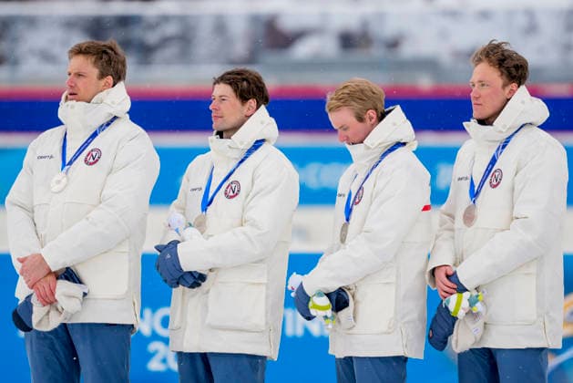 Winter Olympics in Milan Cortina 2026 Anterselva, Italy 20260217. Vetle Sjaastad Christiansen, Sturla Holm Laegreid, Johan-Olav Botn and Martin Uldal from Norway on the podium after the men s 4 x 7.5 km relay in biathlon during the Winter Olympics in Milano Cortina 2026. Photo: Heiko Junge NTB Anterselva Italy EDITORIAL USE ONLY. RESTRICTED USE FOR BETTING COMPANIES Ref:_SPOdpUnrNiUmDE.jpg *** Winter Olympics in Milan Cortina 2026 Anterselva, Italy 20260217 Vetle Sjaastad Christiansen, Sturla Holm Laegreid, Johan Olav Botn and Martin Uldal from Norway on the podium after the men s 4 x 7 5 km relay in biathlon during the Winter Olympics in Milano Cortina 2026 Photo Heiko Junge NTB Anterselva Italy EDITORIAL USE ONLY RESTRICTED USE FOR BETTING COMPANIES  Copyright: xHeikoxJungex xNTBx