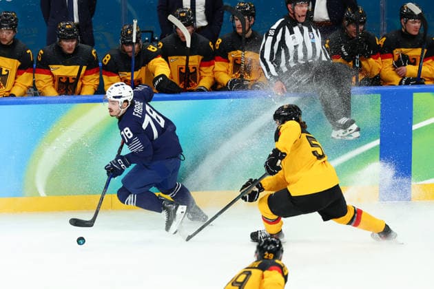 February 17, 2026, Milan, Lombardy, Italy: DYLAN FABRE of France in the Play-off game between Team Germany and Team France at the Milano Cortina 2026 Olympic Games, Olympische Spiele, Olympia, OS Olympics 2026: Milano Cortina: Ice hockey, Eishockey Men: GER:FRA  - ZUMAc179 20260217_oly_c179_056 Copyright: xMickaelxChavetx