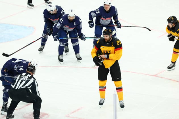 February 17, 2026, Milan, Lombardy, Italy: Team captain LEON DRAISAITL of Germany 29 in the Play-off game between Team Germany and Team France at the Milano Cortina 2026 Olympic Games, Olympische Spiele, Olympia, OS Olympics 2026: Milano Cortina: Ice hockey, Eishockey Men: GER:FRA  - ZUMAc179 20260217_oly_c179_058 Copyright: xMickaelxChavetx