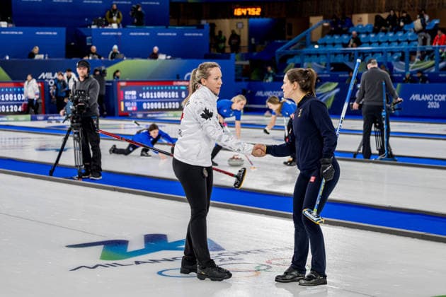 260217 Rachel Homan of Canada and Anna Hasselborg of Sweden after a women s round robin curling match between Sweden and Canada during day 11 of the 2026 Winter Olympics on February 17, 2026 in Cortina. Photo: Jon Olav Nesvold BILDBYRAN COP 217 JE0123 curling Olympic Games, Olympische Spiele, Olympia, OS olympics winter olympics os ol olympiska spel vinter-os olympiske leker milano cortina 2026 milan cortina 2026 milano cortina 2026 olympic games milano cortina 2026 winter olympic games milano cortina-os milano cortina-ol vinter-ol 11 bbeng kanada sverige dam depp *** 260217 Rachel Homan of Canada and Anna Hasselborg of Sweden after a women s round robin curling match between Sweden and Canada during day 11 of the 2026 Winter Olympics on February 17, 2026 in Cortina Photo Jon Olav Nesvold BILDBYRAN COP 217 JE0123 curling olympic games olympics winter olympics os ol olympiska spel vinter os olympiske leker milano cortina 2026 milan cortina 2026 milano cortina 2026 olympic games milano cortina 2026 winter olympic games milano cortina os milano cortina ol vinter ol 11 bbeng kanada sverige dam depp  Copyright: JONxOLAVxNESVOLD BB260217JE012