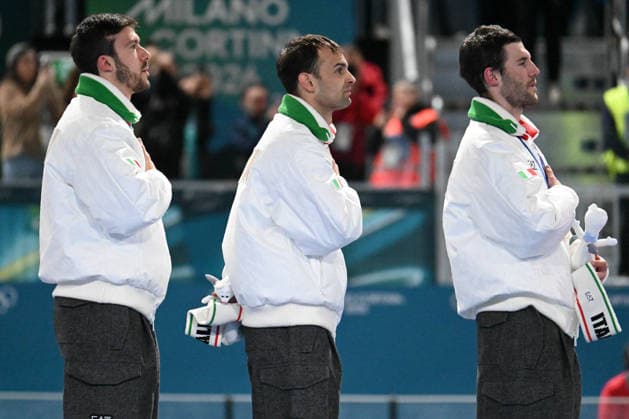 Davide Ghiotto, Andrea Giovannini e Michele Malfatti, gold medal during Speed skating, Eisschnelllauf Men s Team Pursuit - Final A, Olympic Winter games, Winterspiele,Spiele, Summer games Milano-Cortina 2026 in Milan, Italy, February 17 2026  Copyright: xPasqualexGolia IPAxSportx xipa-agency.netx xx IPA_71648954 IPA_Agency_IPA71648954