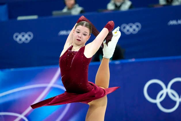 Viktoriia Safonova of AIN performs during the Women s Single Skating Short Program at the Milano Figure skating, Eiskunstlauf Stadium in Milan, Italy on Tuesday, February 17, 2026.  OLY20260217100 RICHARDxELLIS