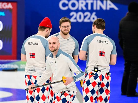 CORTINA, ITALIEN 20260217 Norges Magnus Ramsfjell, Martin Sesaker, Bendik Ramsfjell och Gaute Nepstad under herrarnas gruppspelsmatch, omgang 10, mellan Sverige och Norge i OS-curlingen i Cortina. *** Bilden ingar i SPORTPAKET. För övriga BETALBILD *** CORTINA ITALIEN x10030x *** CORTINA, ITALY 20260217 Norways Magnus Ramsfjell, Martin Sesaker, Bendik Ramsfjell and Gaute Nepstad during the mens group stage match, round 10, between Sweden and Norway in the Olympic curling in Cortina Picture in SPORT PACKAGE For others PAY PICTURE CORTINA ITALY x10030x  Copyright: xJonasxEkströmer TTx OS 2026 CURLING HERRAR SVERIGE-NORGE