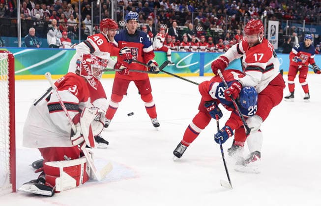 (260217) -- MILAN, Feb. 17, 2026 -- Nicklas Jensen (2nd R) of Denmark competes during the Ice hockey, Eishockey men s qualification play-off match between the Czech Republic and Denmark at the Milan-Cortina 2026 Olympic Winter games, Winterspiele,Spiele, Summer games in Milan, Italy, Feb. 17, 2026. ) (MICO2026)ITALY-MILAN-OLYMPIC WINTER GAMES-ICE HOCKEY-MEN-QUALIFICATION PLAY-OFF-CZE VS DEN WangxKaiyan 