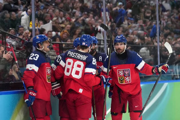 Milano Cortina 2026, Milan, Italy, 17.02, 2026, MiCo2026, MiCo, 2026, Olympics, Olympic, Winter Olympic, Olympic Winter games, Winterspiele,Spiele, Summer games Ice hockey, Eishockey Czech team players celebrate during play off ice hockey game between Czech Republic and Denmark Milano Cortina 2026 Olympic Winter Games in Milan, Italy, 17.02.2026. Photo: Roman Koksarov (RKF) Milan Italy Copyright: xRomanxKoksarovx DSC02469.JPG