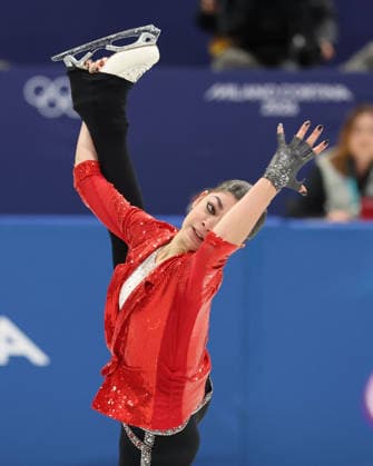 February 17, 2026, Milan, Lombardy, Italy: Adeliia Petrosian of Team Individual Neutral Athletes competes in the womens ice skating short program during the Milano Cortina 2026 Olympic Winter games, Winterspiele,Spiele, Summer games at Milano Ice Skating Arena. Olympics 2026: Milano Cortina: Figure skating, Eiskunstlauf Womens Singles Short Program  - ZUMAm117 20260217_oly_m117_009 Copyright: xDavidxMcIntyrex