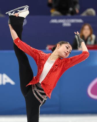 February 17, 2026, Milan, Lombardy, Italy: Adeliia Petrosian of Team Individual Neutral Athletes competes in the womens ice skating short program during the Milano Cortina 2026 Olympic Winter games, Winterspiele,Spiele, Summer games at Milano Ice Skating Arena. Olympics 2026: Milano Cortina: Figure skating, Eiskunstlauf Womens Singles Short Program  - ZUMAm117 20260217_oly_m117_010 Copyright: xDavidxMcIntyrex
