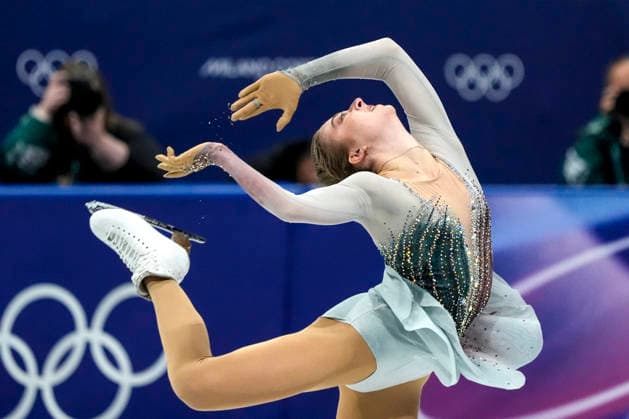 Olga Mikutina of Austria performs during the Women s Single Skating Short Program at the Milano Figure skating, Eiskunstlauf Stadium in Milan, Italy on Tuesday, February 17, 2026.  OLY20260217120 RICHARDxELLIS