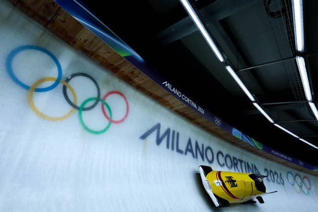 Olympische Winterspiele Milano Cortina 2026 Bob Zweierbob Männer am 17.02.2026 im Cortina Sliding Centre in Cortina d™Ampezzo Johannes Lochner Georg Fleischhauer ( Deutschland ) *** Olympic Winter Games Milano Cortina 2026 Bobsleigh two-man on 17 02 2026 at the Cortina Sliding Center in Cortina d™Ampezzo Johannes Lochner Georg Fleischhauer Germany xMSx