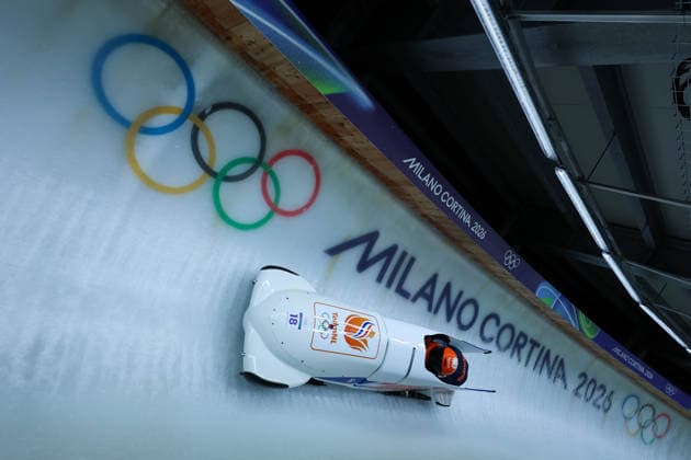 Olympische Winterspiele Milano Cortina 2026 Bob Zweierbob Männer am 17.02.2026 im Cortina Sliding Centre in Cortina d™Ampezzo Dave Wesselink Jelen Franjic ( Niederlande ) *** Olympic Winter Games Milano Cortina 2026 Bobsleigh two-man on 17 02 2026 at the Cortina Sliding Center in Cortina d™Ampezzo Dave Wesselink Jelen Franjic Netherlands xMSx