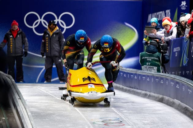 FRIEDRICH Francesco, SCHUELLER Alexander (Deutschland) am Start, ITA, Olympische Spiele Milano Cortina 2026, Olympia, Zweierbob Herren, 17.02.2026 ITA, Olympische Spiele Milano Cortina 2026, Olympia, Zweierbob Herren, 17.02.2026 Cortina d Ampezzo *** FRIEDRICH Francesco, SCHUELLER Alexander Germany at the start, ITA, Olympic Games Milano Cortina 2026, Olympia, two-man bobsleigh men, 17 02 2026 ITA, Olympic Games Milano Cortina 2026, Olympia, two-man bobsleigh men, 17 02 2026 Cortina d Ampezzo Copyright: xEibner-Pressefoto Memmlerx EP_MMR