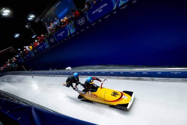 FRIEDRICH Francesco, SCHUELLER Alexander (Deutschland) am Start, ITA, Olympische Spiele Milano Cortina 2026, Olympia, Zweierbob Herren, 17.02.2026 ITA, Olympische Spiele Milano Cortina 2026, Olympia, Zweierbob Herren, 17.02.2026 Cortina d Ampezzo *** FRIEDRICH Francesco, SCHUELLER Alexander Germany at the start, ITA, Olympic Games Milano Cortina 2026, Olympia, two-man bobsleigh men, 17 02 2026 ITA, Olympic Games Milano Cortina 2026, Olympia, two-man bobsleigh men, 17 02 2026 Cortina d Ampezzo Copyright: xEibner-Pressefoto Memmlerx EP_MMR