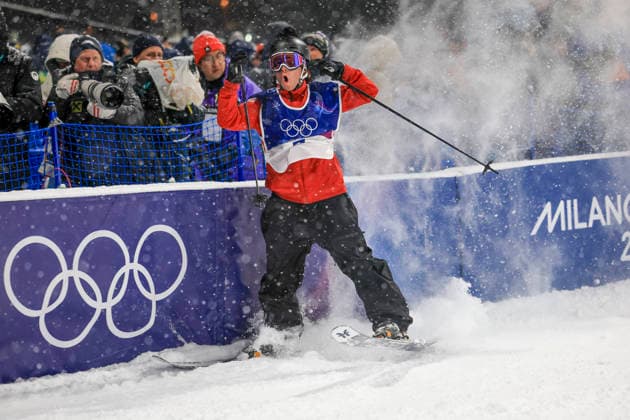 OLYMPICS - Winter Olympic Games, Olympische Spiele, Olympia, OS Milano Cortina 2026 LIVIGNO,ITALY,17.FEB.26 - OLYMPICS, FREE SKI, FREESTYLE SKIING - Winter Olympic Games Milano Cortina 2026, big air, men, final. Image shows the rejoicing of Matej Svancer (AUT).  GEPAxpictures xWolfgangxGrebien