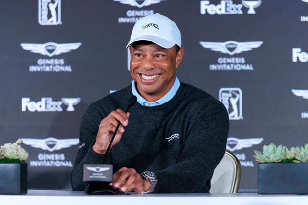 February 17, 2026, Pacific Palisades, California, USA: Tiger Woods during a press conference, PK, Pressekonferenz in preparation for the 2026 Genesis Invitational on Tuesday February 17, 2026 at the Riviera Country Club in Pacific Palisades, California. ARIANA RUIZ PI Tiger Woods Press Conference  - ZUMAp124 20260217_zaa_p124_007 Copyright: xArianaxRuizx