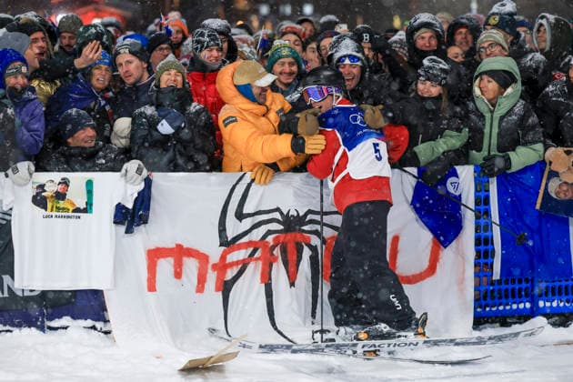 OLYMPICS - Winter Olympic Games, Olympische Spiele, Olympia, OS Milano Cortina 2026 LIVIGNO,ITALY,17.FEB.26 - OLYMPICS, FREE SKI, FREESTYLE SKIING - Winter Olympic Games Milano Cortina 2026, big air, men, final. Image shows the rejoicing of Matej Svancer (AUT).  GEPAxpictures xWolfgangxGrebien