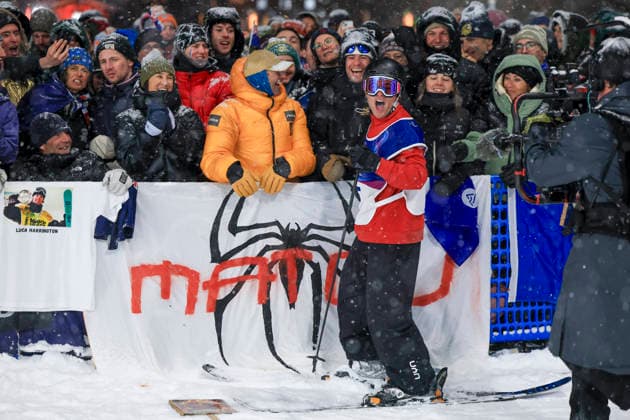 OLYMPICS - Winter Olympic Games, Olympische Spiele, Olympia, OS Milano Cortina 2026 LIVIGNO,ITALY,17.FEB.26 - OLYMPICS, FREE SKI, FREESTYLE SKIING - Winter Olympic Games Milano Cortina 2026, big air, men, final. Image shows the rejoicing of Matej Svancer (AUT).  GEPAxpictures xWolfgangxGrebien