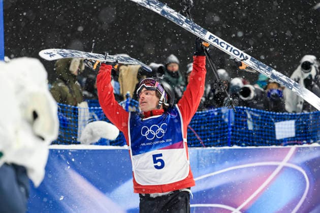 OLYMPICS - Winter Olympic Games, Olympische Spiele, Olympia, OS Milano Cortina 2026 LIVIGNO,ITALY,17.FEB.26 - OLYMPICS, FREE SKI, FREESTYLE SKIING - Winter Olympic Games Milano Cortina 2026, big air, men, final. Image shows the rejoicing of Matej Svancer (AUT).  GEPAxpictures xWolfgangxGrebien