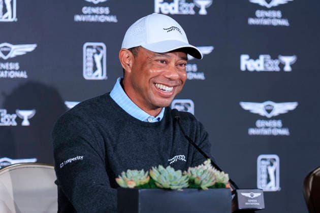February 17, 2026, Pacific Palisades, California, USA: Tiger Woods during a press conference, PK, Pressekonferenz in preparation for the 2026 Genesis Invitational on Tuesday February 17, 2026 at the Riviera Country Club in Pacific Palisades, California. ARIANA RUIZ PI Tiger Woods Press Conference  - ZUMAp124 20260217_zaa_p124_012 Copyright: xArianaxRuizx