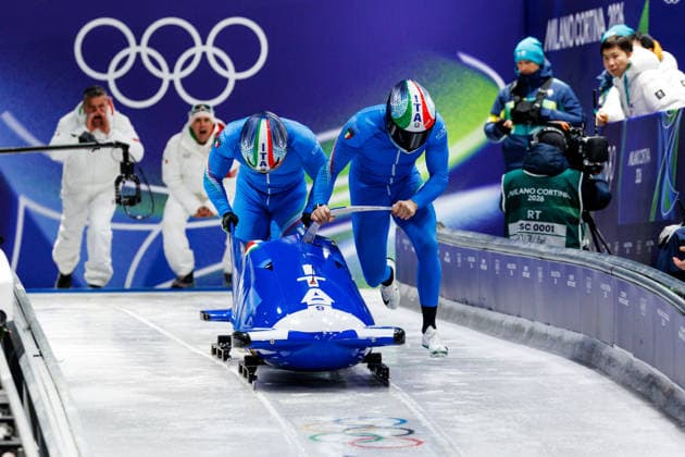 OLYMPICS - Winter Olympic Games, Olympische Spiele, Olympia, OS Milano Cortina 2026 CORTINA D AMPEZZO,ITALY,17.FEB.26 - OLYMPICS, BOBSLEIGH - Winter Olympic Games Milano Cortina 2026, 2-man, men. Image shows Patrick Baumgartner and Robert Mircea (ITA).  GEPAxpictures xMaticxKlansek