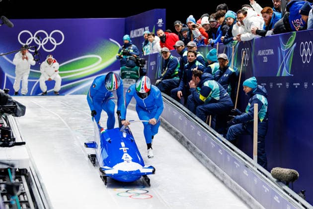 OLYMPICS - Winter Olympic Games, Olympische Spiele, Olympia, OS Milano Cortina 2026 CORTINA D AMPEZZO,ITALY,17.FEB.26 - OLYMPICS, BOBSLEIGH - Winter Olympic Games Milano Cortina 2026, 2-man, men. Image shows Patrick Baumgartner and Robert Mircea (ITA).  GEPAxpictures xMaticxKlansek