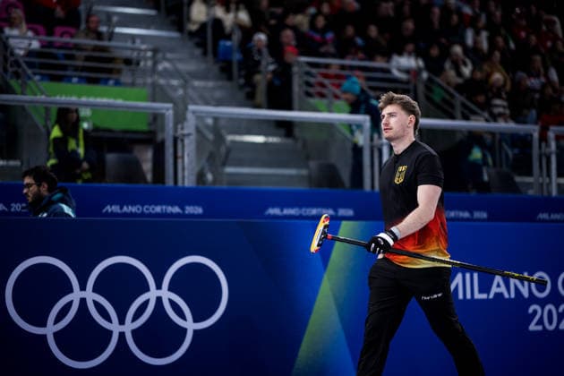 CORTINA, ITALY - FEBRUARY 17: Johannes Scheuerl (Germany) during the Curling Men Germany vs Switzerland - Round Robin Session 10 at the Milano Cortina 2026 Olympics at Cortina Curling Olympic Stadium on day 11 of the Milano Cortina 2026 Olympics on February 17, 2026 in Cortina, Italy. Editorial use only. Italy Copyright: xSteffiexWunderlx