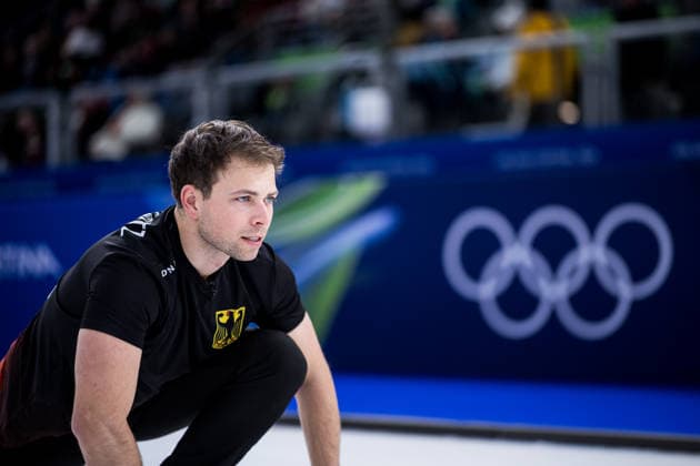 CORTINA, ITALY - FEBRUARY 17: Marc Muskatewitz (Germany) during the Curling Men Germany vs Switzerland - Round Robin Session 10 at the Milano Cortina 2026 Olympics at Cortina Curling Olympic Stadium on day 11 of the Milano Cortina 2026 Olympics on February 17, 2026 in Cortina, Italy. Editorial use only. Italy Copyright: xSteffiexWunderlx