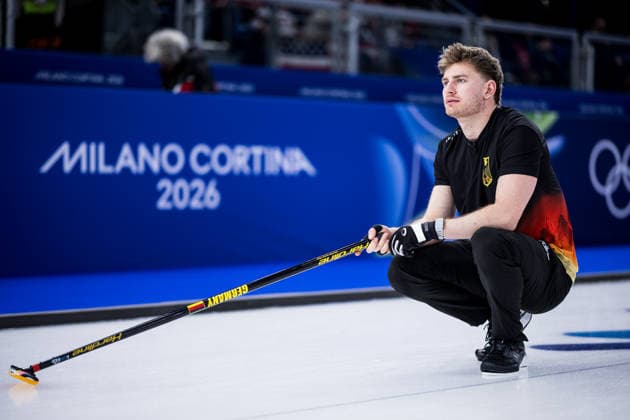 CORTINA, ITALY - FEBRUARY 17: Johannes Scheuerl (Germany) during the Curling Men Germany vs Switzerland - Round Robin Session 10 at the Milano Cortina 2026 Olympics at Cortina Curling Olympic Stadium on day 11 of the Milano Cortina 2026 Olympics on February 17, 2026 in Cortina, Italy. Editorial use only. Italy Copyright: xSteffiexWunderlx