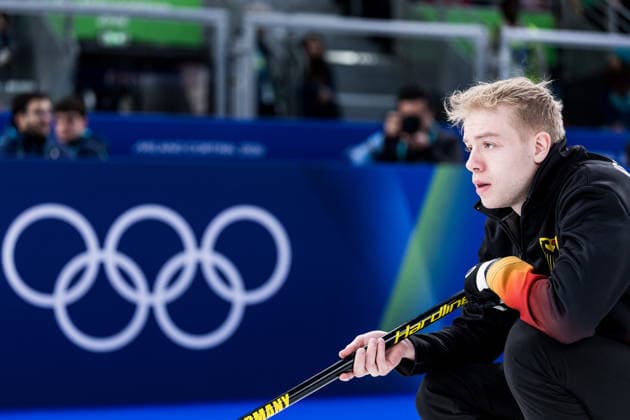 CORTINA, ITALY - FEBRUARY 17: Felix Messenzehl (Germany) during the Curling Men Germany vs Switzerland - Round Robin Session 10 at the Milano Cortina 2026 Olympics at Cortina Curling Olympic Stadium on day 11 of the Milano Cortina 2026 Olympics on February 17, 2026 in Cortina, Italy. Editorial use only. Italy Copyright: xSteffiexWunderlx