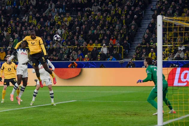 Serhou Guirassy (Dortmund 9) erzielt das Tor zum 1:0 17.02.2026 Fussball, Champions League, Borussia Dortmund vs Atalanta Bergamo , Signal Iduna Park, Dortmund,
