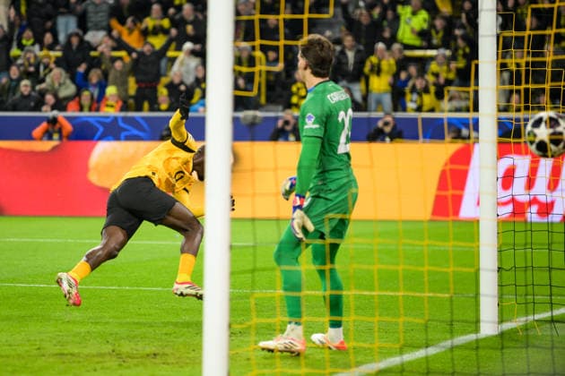 Fußball, Championsleague, 20260217, BV Borussia Dortmund - Atalanta Bergamo. Im Bild Tor 1:0 Torschütze Serhou GUIRASSY (Dortmund, 9). Dortmund Signal Iduna Park Nordrhein-Westfalen Deutschland Copyright: Passion2Press MarkusxFischerx