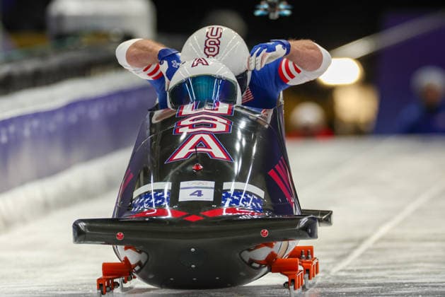 Usa - Del Duca Frankie - Williamson Joshua during the Olympic Winter Milano-Cortina 2026, Bobsleigh 2-man on February 17, 2026 at Cortina Sliding Centre in Cortina, Italy  Copyright: xLucianoxMariaxBisi IPAxSportx xipa-agency.netx xx IPA_71656758 IPA_Agency_IPA71656758