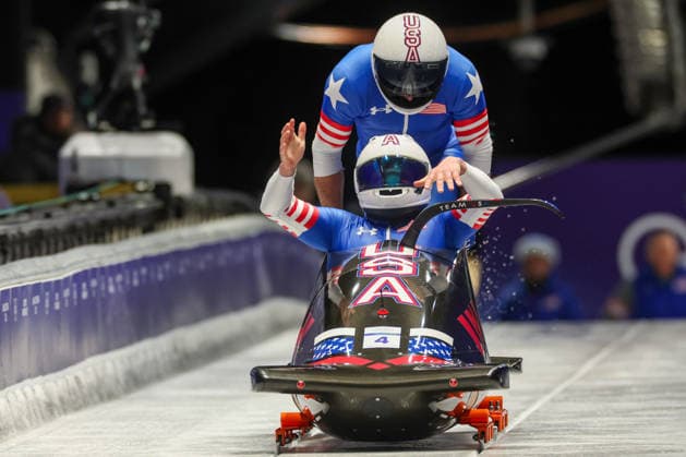 Usa - Del Duca Frankie - Williamson Joshua during the Olympic Winter Milano-Cortina 2026, Bobsleigh 2-man on February 17, 2026 at Cortina Sliding Centre in Cortina, Italy  Copyright: xLucianoxMariaxBisi IPAxSportx xipa-agency.netx xx IPA_71656759 IPA_Agency_IPA71656759
