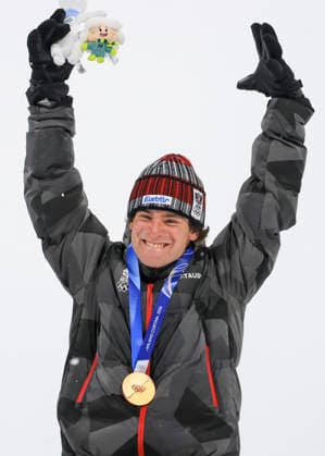 OLYMPICS - Winter Olympic Games, Olympische Spiele, Olympia, OS Milano Cortina 2026 LIVIGNO,ITALY,17.FEB.26 - OLYMPICS, FREE SKI, FREESTYLE SKIING - Winter Olympic Games Milano Cortina 2026, big air, men, final, medal ceremony. Image shows the rejoicing of Matej Svancer (AUT).  GEPAxpictures xWolfgangxGrebien