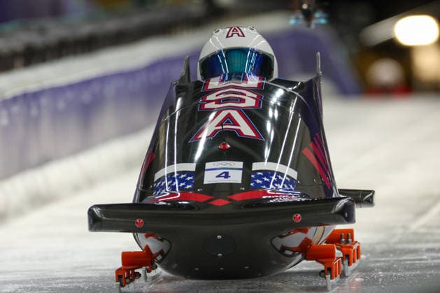 Usa - Del Duca Frankie - Williamson Joshua during the Olympic Winter Milano-Cortina 2026, Bobsleigh 2-man on February 17, 2026 at Cortina Sliding Centre in Cortina, Italy  Copyright: xLucianoxMariaxBisi IPAxSportx xipa-agency.netx xx IPA_71656760 IPA_Agency_IPA71656760