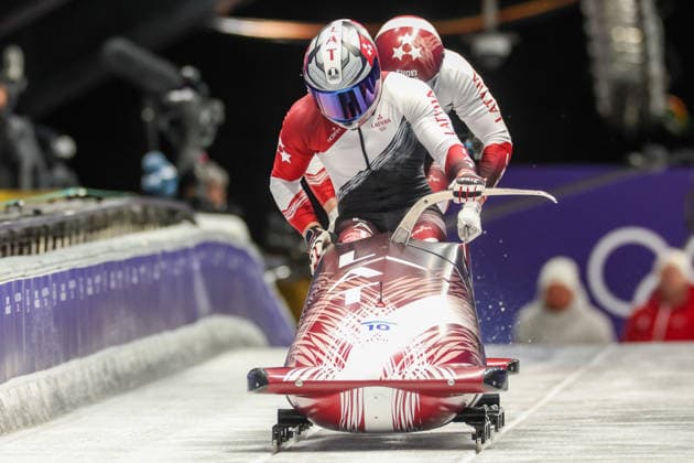 Lat - Kalenda Jekabs - Miknis Matiss during the Olympic Winter Milano-Cortina 2026, Bobsleigh 2-man on February 17, 2026 at Cortina Sliding Centre in Cortina, Italy  Copyright: xLucianoxMariaxBisi IPAxSportx xipa-agency.netx xx IPA_71656782 IPA_Agency_IPA71656782