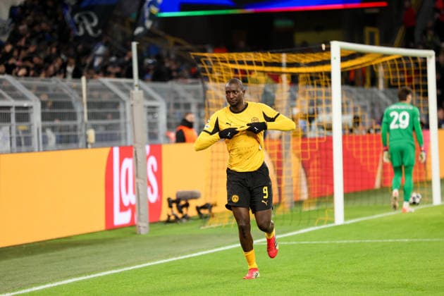 Torjubel zum 1:0 durch Serhou Guirassy (Borussia Dortmund) GER, Borussia Dortmund gegen Atalanta Bergamo, Fussball, Champions League, Play-off, Spielzeit 2025 2026, 17.02.2026 GER, Borussia Dortmund gegen Atalanta Bergamo, Fussball, Champions League, Play-off, Spielzeit 2025 2026, 17.02.2026 Dortmund Copyright: xEibner-Pressefoto FrankxZeisingx EP_FZG
