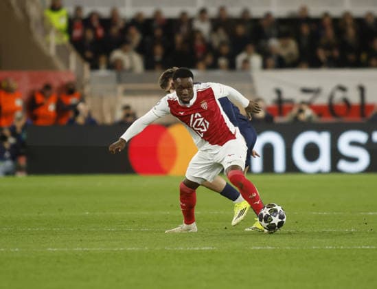 Lamine Camara of AS Monaco during the Uefa Champions League, season 2025 2026, first leg play-off, football match between AS Monaco and FC Paris Saint-Germain on 17 February 2026 at Stade Louis II, Monaco. Photo Nderim Kaceli  Copyright: xNderimxKaceli IPAxSportx xipa-agency.netx xx IPA_71657000 IPA_Agency_IPA71657000