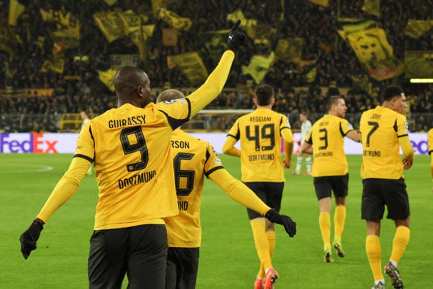 17.02.2026, xgrfx, Fussball UEFA Champions League, Borussia Dortmund - Atalanta Bergamo v.l. Tor, Serhou Guirassy (Borussia Dortmund) (DFL DFB REGULATIONS PROHIBIT ANY USE OF PHOTOGRAPHS as IMAGE SEQUENCES and or QUASI-VIDEO) Dortmund