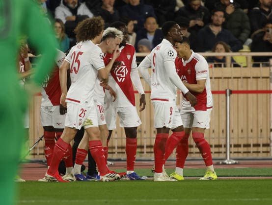 Folarin Balogun of AS Monaco celebrating with team mates after a goal during the Uefa Champions League, season 2025 2026, first leg play-off, football match between AS Monaco and FC Paris Saint-Germain on 17 February 2026 at Stade Louis II, Monaco. Photo Nderim Kaceli  Copyright: xNderimxKaceli IPAxSportx xipa-agency.netx xx IPA_71657025 IPA_Agency_IPA71657025
