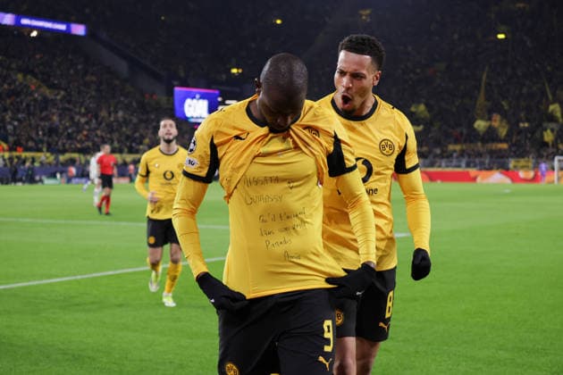 17.02.2026, xgrfx, Fussball UEFA Champions League, Borussia Dortmund - Atalanta Bergamo v.l. Tor, Serhou Guirassy (Borussia Dortmund) (DFL DFB REGULATIONS PROHIBIT ANY USE OF PHOTOGRAPHS as IMAGE SEQUENCES and or QUASI-VIDEO) Dortmund