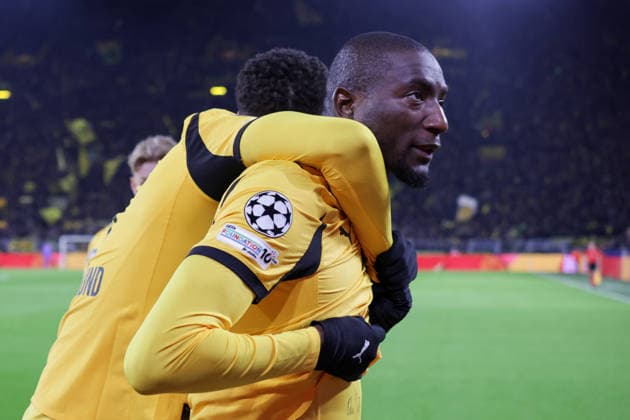 17.02.2026, xgrfx, Fussball UEFA Champions League, Borussia Dortmund - Atalanta Bergamo v.l. Tor, Serhou Guirassy (Borussia Dortmund) (DFL DFB REGULATIONS PROHIBIT ANY USE OF PHOTOGRAPHS as IMAGE SEQUENCES and or QUASI-VIDEO) Dortmund
