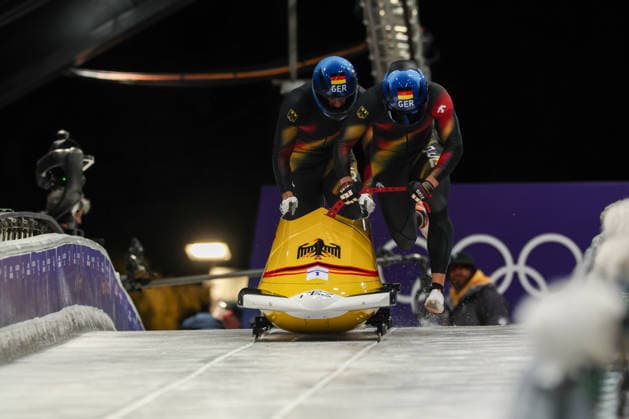 Ger - Lochner Johannes - Fleischhauer Georg during the Olympic Winter Milano-Cortina 2026, Bobsleigh 2-man on February 17, 2026 at Cortina Sliding Centre in Cortina, Italy  Copyright: xLucianoxMariaxBisi IPAxSportx xipa-agency.netx xx IPA_71657097 IPA_Agency_IPA71657097