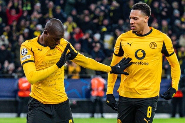 17.02.2026, Borussia Dortmund vs. Atalanta Bergamo, UEFA Champions League, Playoffs Tor zum 1:0 durch Serhou Guirassy (Borussia Dortmund, 9) Regulations prohibit any use of photographs as image sequences and or quasi video Copyright: xBahhoxKarax